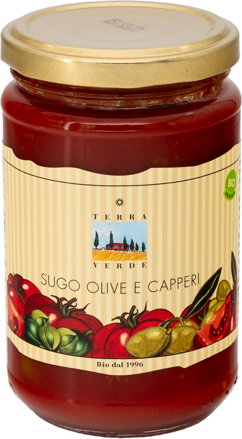 Bio Tomatensauce mit Oliven und Kapern