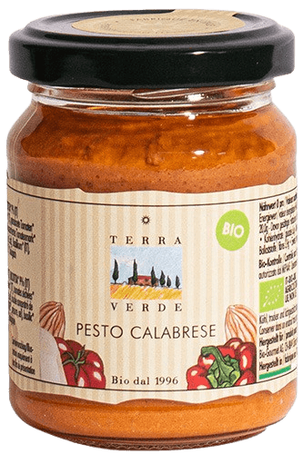 Terra Verde: Bio Pesto Calabrese mit Peperoni und Ricotta